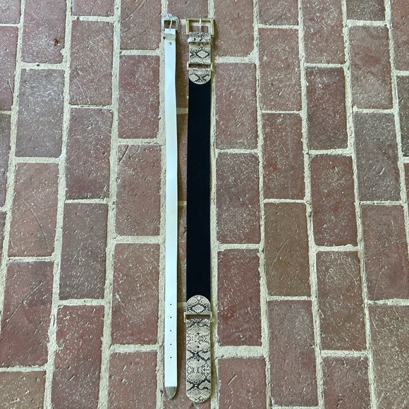 Bundle of 2 Belts/Macy’s Black Faux Snakeskin/ Target White Western - Picture 4 of 13
